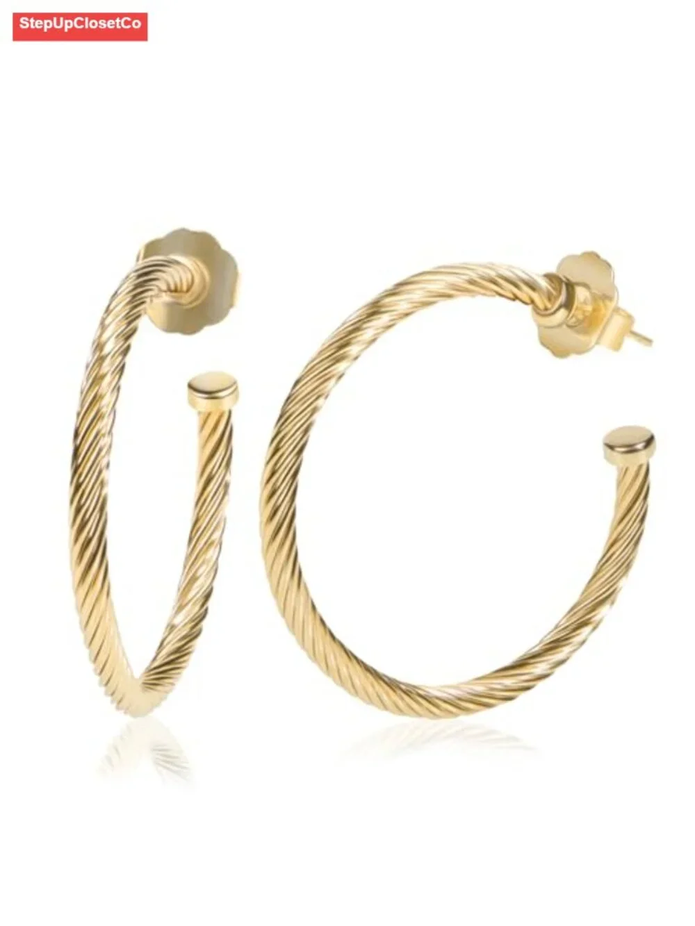Twisted Hoop Earrings Women Fashion Jewelry Cable Wire Half Hoop Brass Push Back
